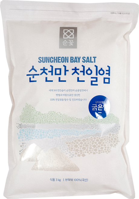 순꽃 순천만천일염 굵은염 우수천일염 순천만 소금, 3kg, 3개