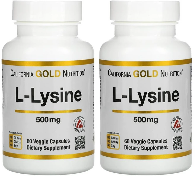 1+1 CGN 캘리포니아골드뉴트리션 라이신 500mg 60정 베지캡슐 L라이신 엘라이신 고약사 약들약, 1개 - 쿠팡