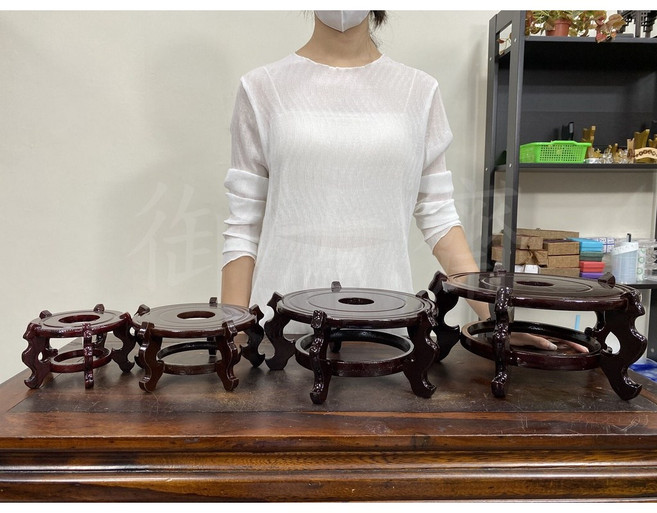 御古齋 精選木質五爪座 (五種尺寸) 魚缸架 鹽燈座 高腳底座 藝品展示座, 1件, 盤面20公分, 深色