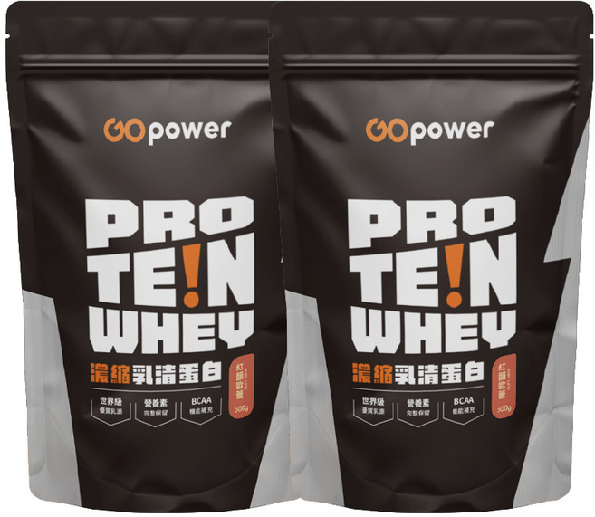 GOpower 果果能量 濃縮乳清蛋白【紅韻歐蕾】健身補給, 500g, 2個