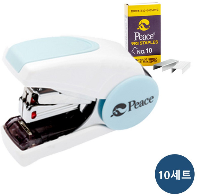 피스코리아 스테플러 플렛이지 10N + 리필 10호침, 10세트, 스카이블루