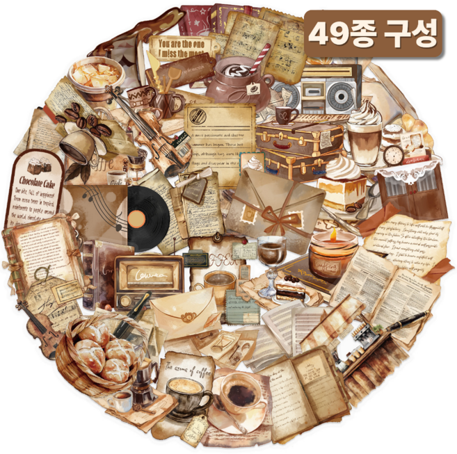 라피레인 다꾸스티커 세트 빈티지 다이어리 꾸미기 스티커팩, 1세트, 레트로 감성