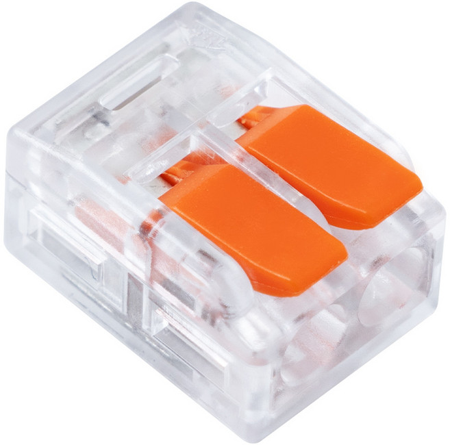 이지탭 2P 단자대 전선연결 커넥터 전기 전원 단자 단선 연선 겸용 푸쉬커넥터 래버타입 직결형, 100개