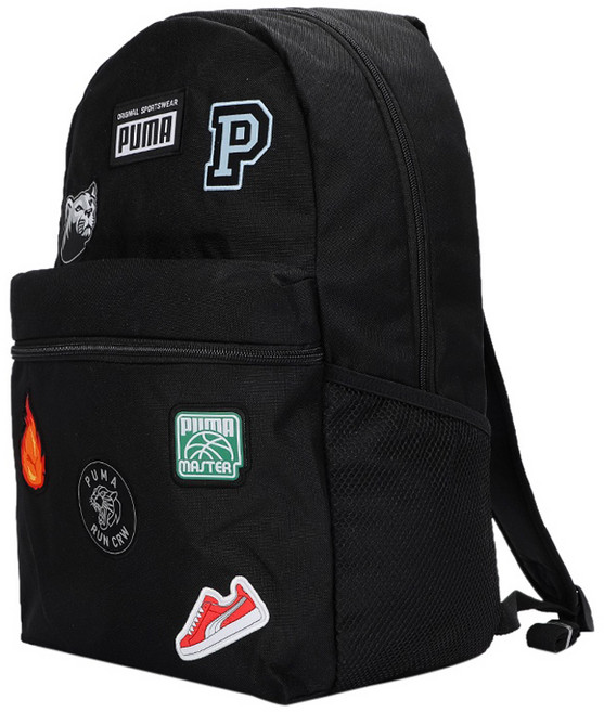 푸마 남녀공용 패치 스포츠 백팩 078561-01, 블랙, 1개