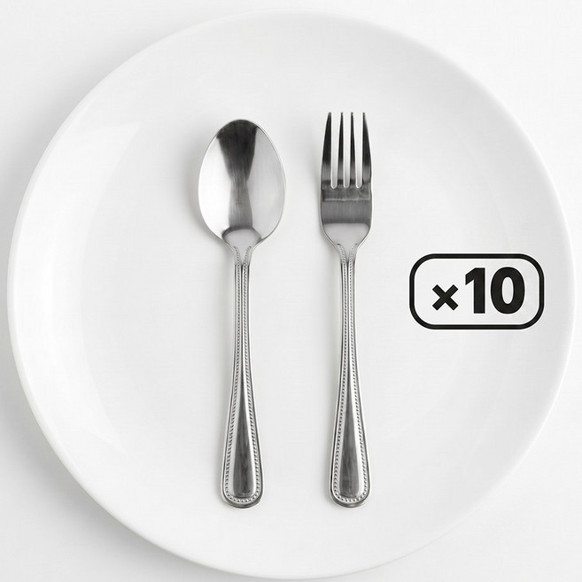 구스토 업소용 어린이 스텐 수저포크 10P 세트 단체급식 식당용 어린이집 유치원 초등 겸용 대량 스푼, 10개, 수저+포크