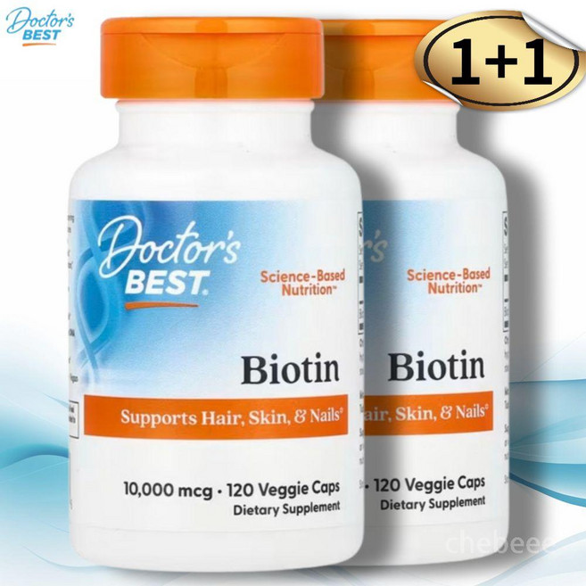 닥터스베스트 비오틴 10000mcg 120캡슐 2병 피부 모발 손발톱 Biotin, 2개, 120정