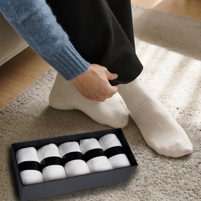 온더데이 남성용 무지 캐시미어 울 중목 양말 5켤레