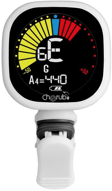 Cherub WST-675 充電式夾式調音器 吉他/烏克麗麗/貝斯適用, 白色, 1個