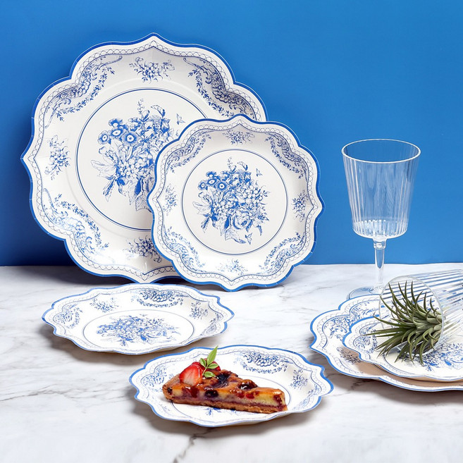 블루플로라 파티 일회용 종이접시 22cm 20장, 20개입, 1개