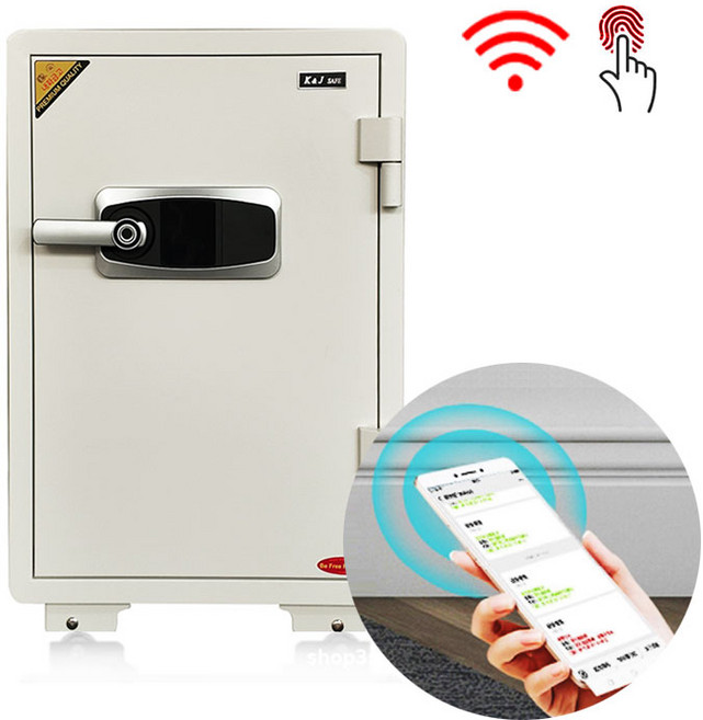 KJ-TF700 LED터치 지문 디지털 내화금고/와이파이기능 110kg H700xW500xD490mm, KJ-TF700(IV) 아이보리