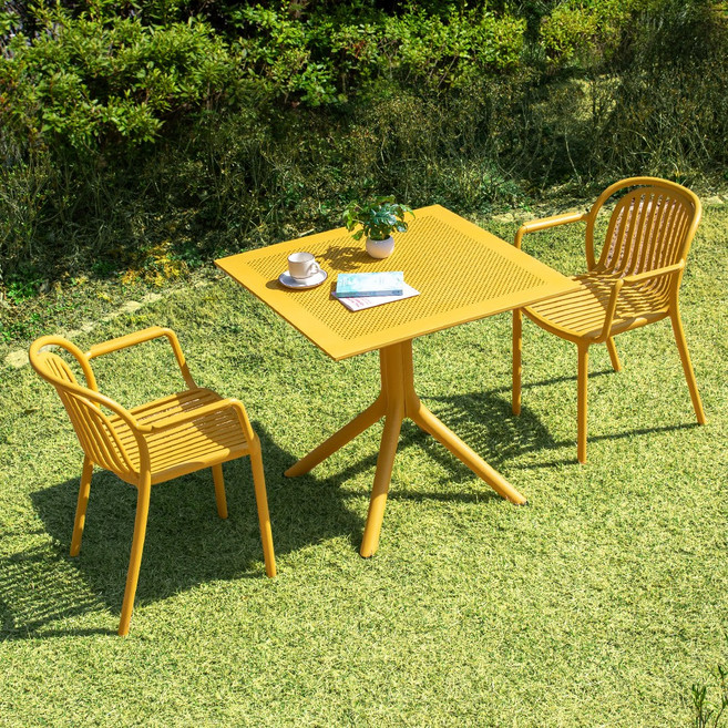 이브 800 사각 몬스암 2인 야외 실내 테이블 의자 세트 카페, 그린