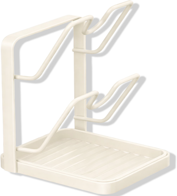 샵리빙 깔끔정리 2단 냄비뚜껑 조리도구 거치대, 1개, 크림화이트