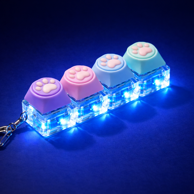 LED고양이 키캡키링 키보드키링 딸깍이 클릭커 클리커 열쇠고리