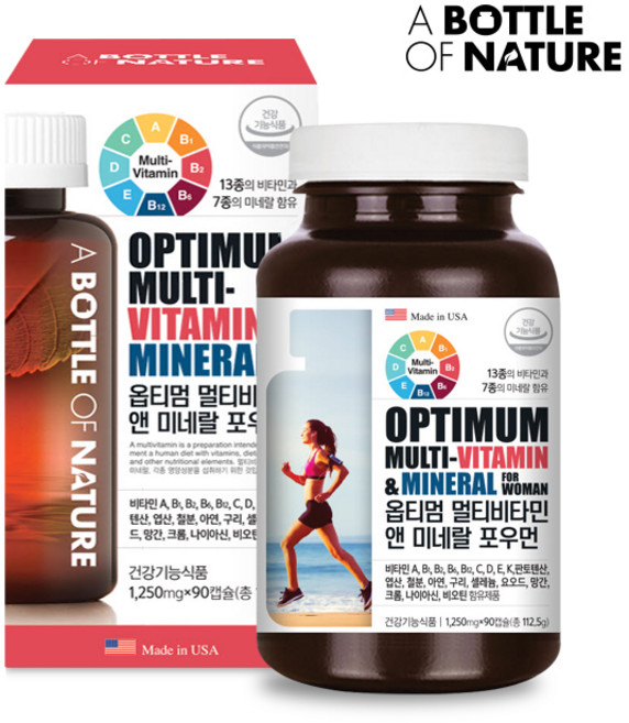 미국산 옵티멈 여성 종합비타민 프리미엄 영양제 20가지 필수 비타민과 미네랄 건강기능식품, 1개, 90정