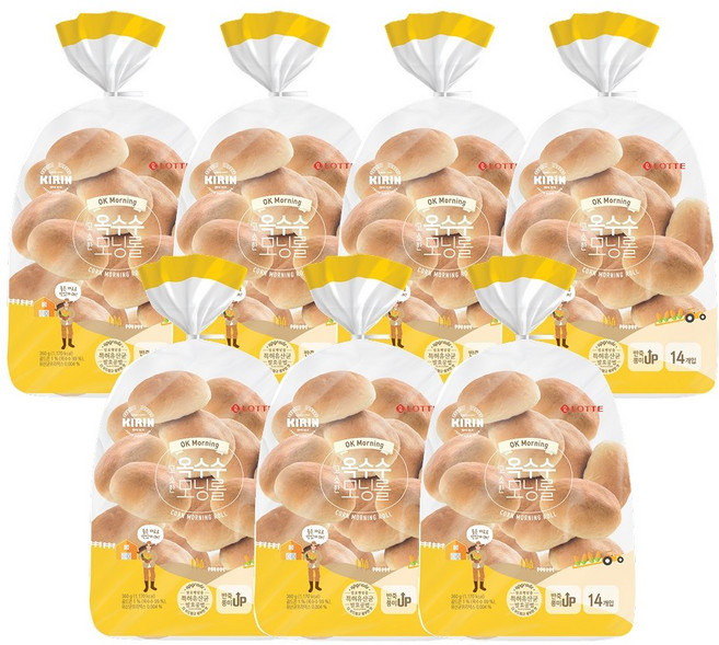 [빵공장 직송] 롯데베이커리 옥수수 모닝롤 360g, 7개