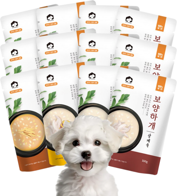 펫러닝 보양하개 강아지 영양죽 4종 세트 (100gX4팩), 12개, 100g, 혼합맛(삼계+삼계고구마+오리+황태)