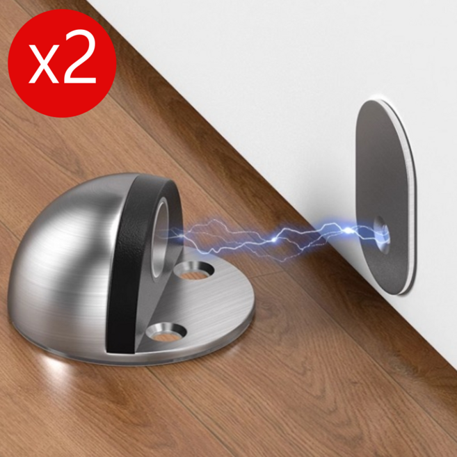초강력 자석 도어스토퍼 무타공 방문 스토퍼 현관 문닫힘방지, 실버, 2개입
