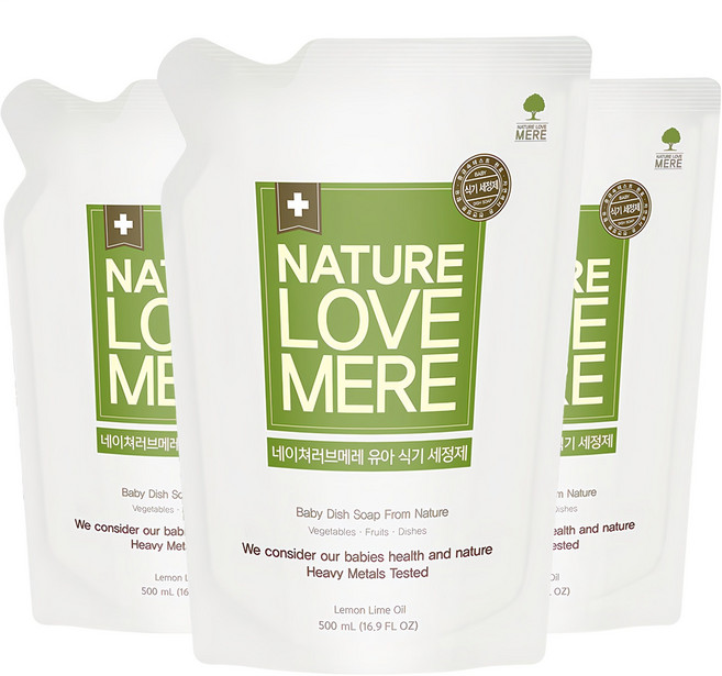 네이쳐러브메레 식기 세정제 유아세제, 500ml, 3개