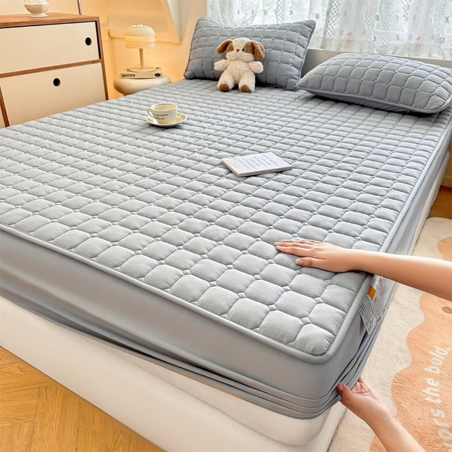 Tooliva 방수 누빔 매트리스 커버 항균 침대커버 퀸 킹 싱글 고정밴드