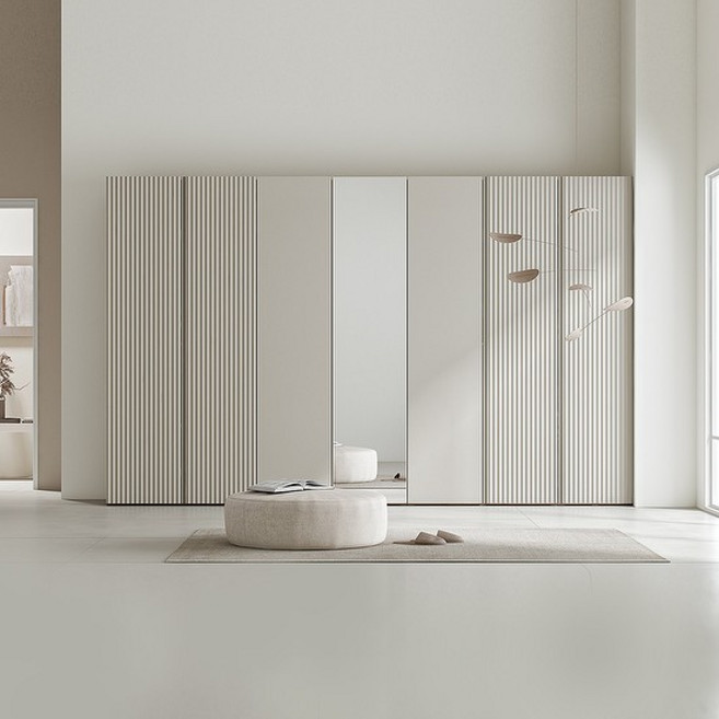 한샘 아트월 거울옷장세트140cm~350cm(216cm) 대칭형 16종, B형 머쉬룸그레이