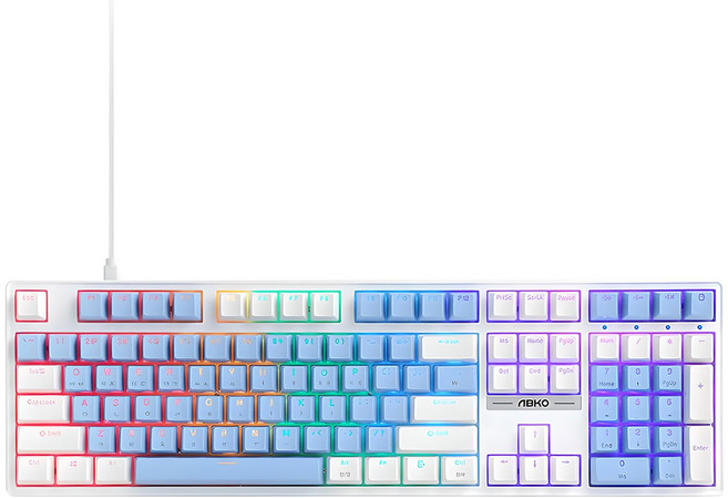 앱코 투톤 키캡 교체축 게이밍 기계식 키보드, 갈축, K580, 스카이