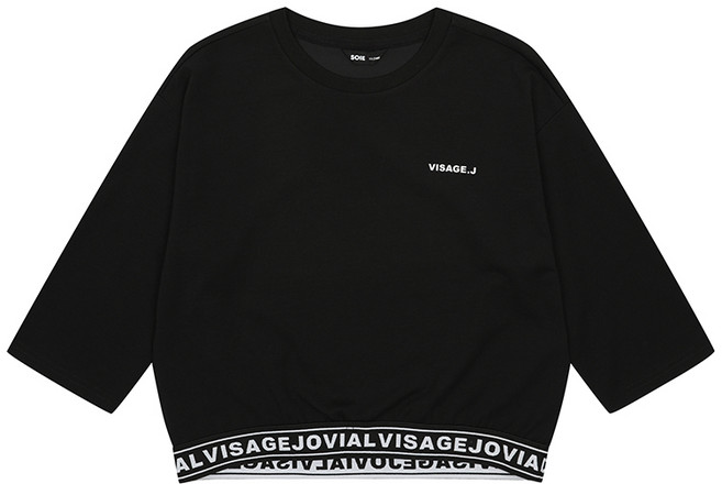 소이 여아 레터링 밴트 7부 티셔츠 23F0791 BK