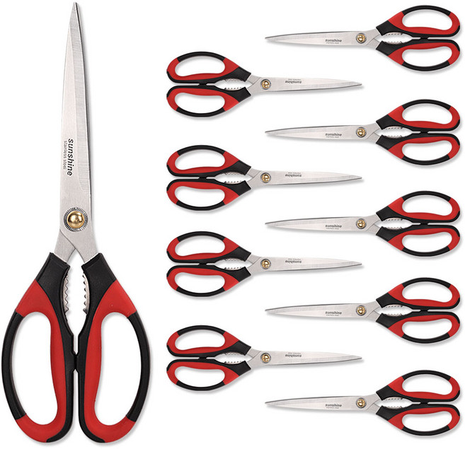 썬샤인 피올라 소프트그립 주방 가위 SKS-03, 레드, 10개