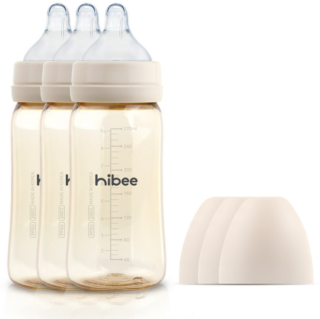 하이비 PPSU 배앓이방지 젖병 270ml 트리플팩, 베이직/M(3개월이상), 샌드, 1세트