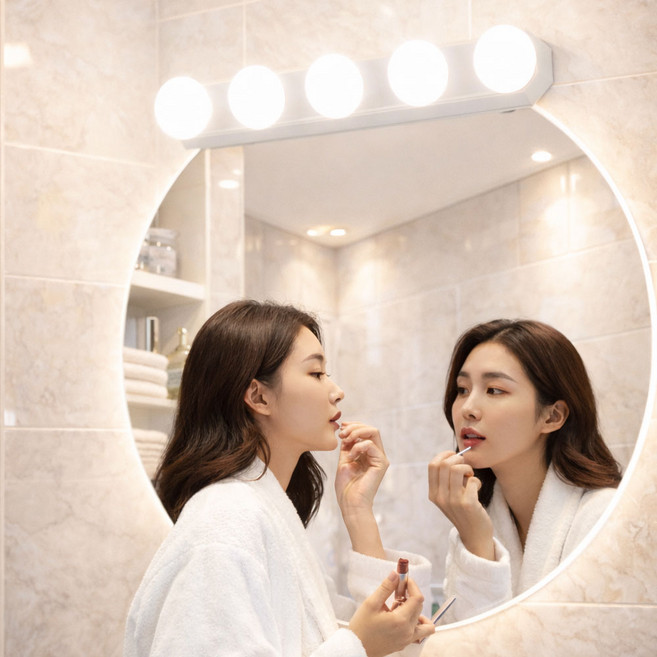다온미 붙이는 LED 화장대 거울 조명 충전식 5구, 화이트