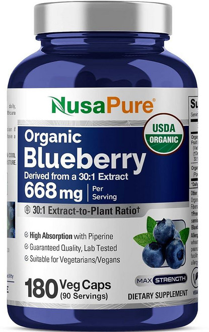 누사퓨어 블루베리 농축액 20000mg 베지캡슐 180정, 누사퓨어 블루베리 농축액 20000mg 베지캡슐 180, 1개