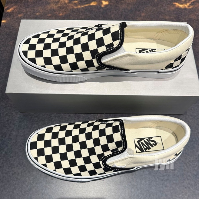 [백화점매장판] 반스 운동화 클래식 슬립온 스니커즈 체커보드 스케이트보드화 남녀공용 +신발끈
