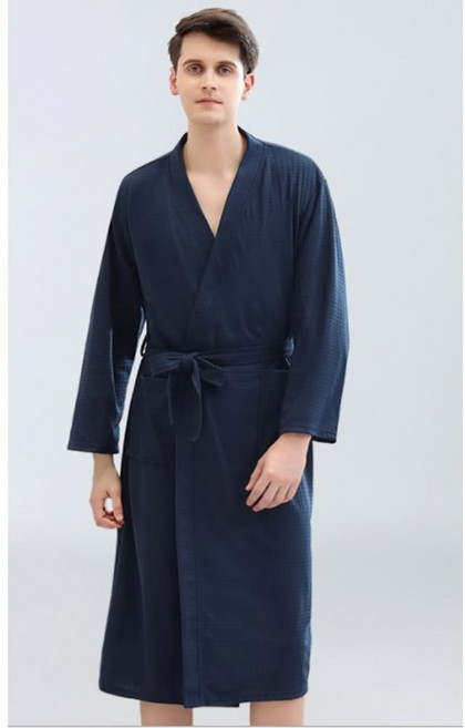 華夫格睡袍 浴衣 居家服 吸水速乾 男士長款飯店浴袍