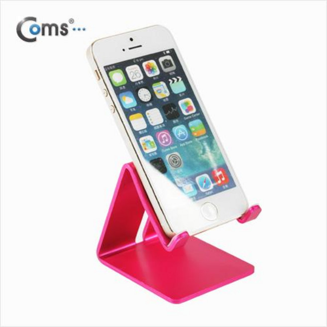 탁상용 스마트폰 거치대 핑크 알루미늄 이어폰 충전케이블 동시사용가능 IC518, Coms 스마트폰 거치대알루미늄 Pink이어폰 plus
