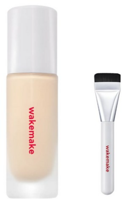 [웨이크메이크 / 브러시 증정] wakemake 워터 벨벳 커버 파운데이션 30ml / SPF30 PA++q 다크닝 없이 48H 벨벳 커버, 21호 바닐라[브러시 기획], 1개
