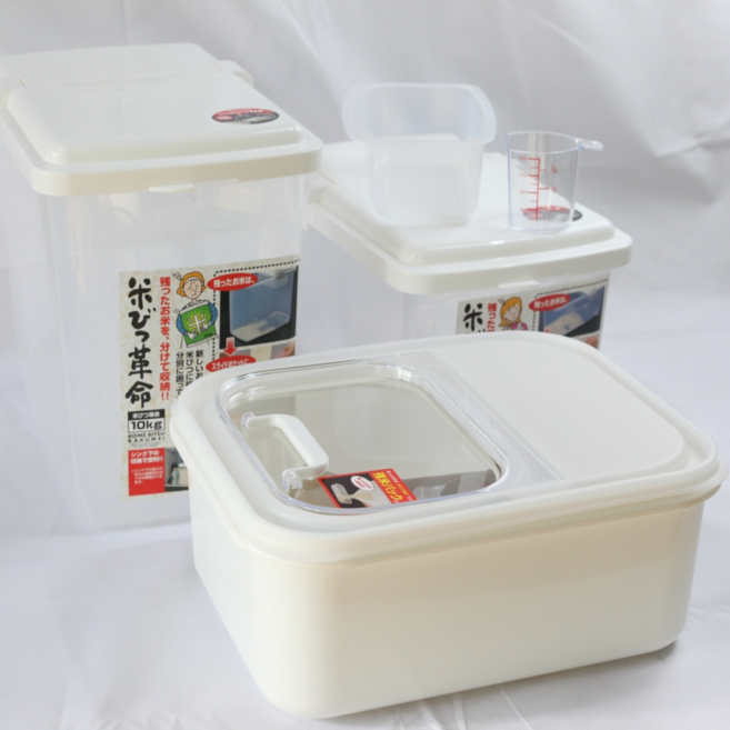 일본 이노마타 쌀통 쌀벌레 적은 냉장고 서랍쌀통, 1개, 화이트