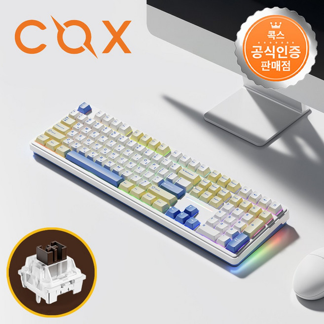 콕스 CPL108 핑거프로텍터 유무선 3모드 기계식 키보드 브리지 블루 저소음 안개축, 단품, 단품