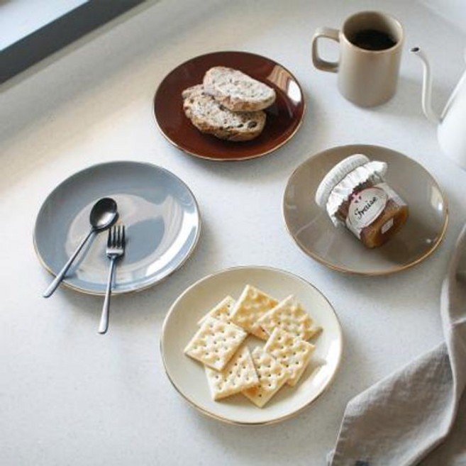 에크렌 골드 림(rim) 원형 접시 소 - 4color, 다크브라운, 1개