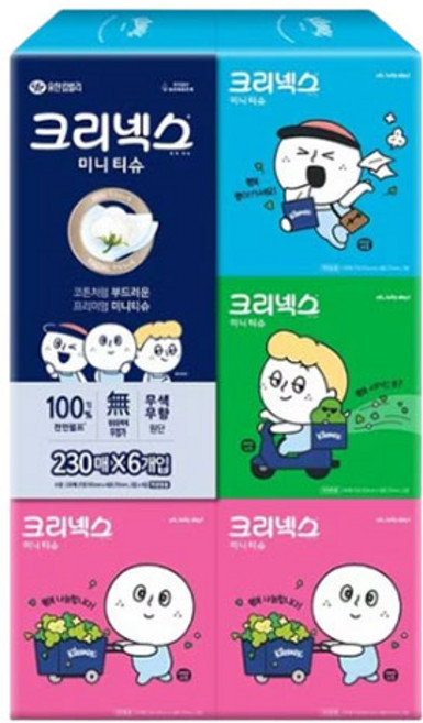 크리넥스 카카오 미니 티슈 2겹, 230개입, 6개