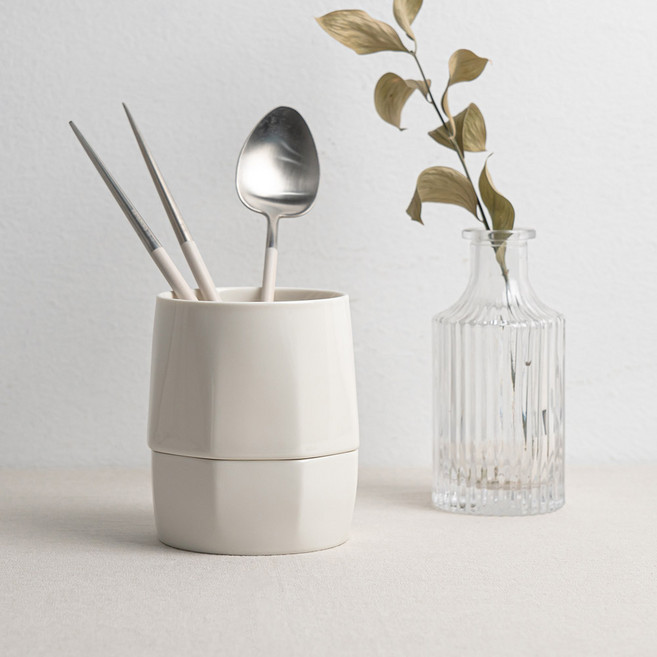 시라쿠스 네이처 프리즈 물빠짐 도자기 수저/조리기구통, 1개