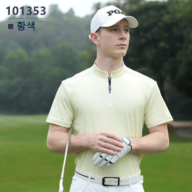PGA 남성 골프웨어 기능성 반팔 라운드 티셔츠 스포츠 상의 101353