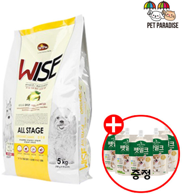 [펫파라다이스] 데이스포 와이즈 올스테이지 5kg + 에버그로 펫밀크 눈&관절 150ml 5개, 1개, 오리
