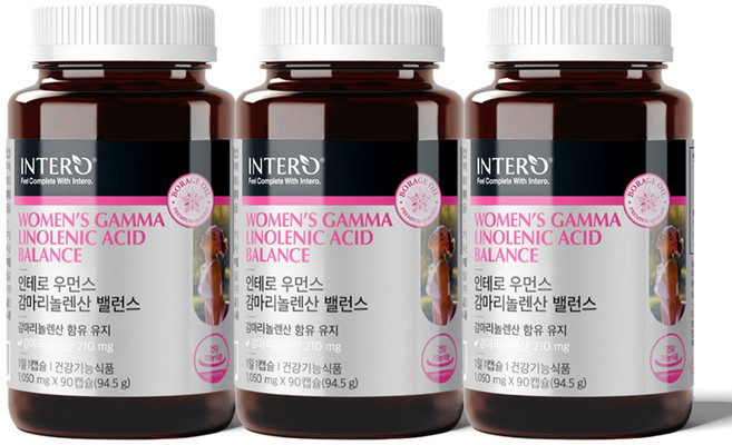 비비킹 인테로 보라지유 감마리놀렌산 대용량 캡슐 보라지오일 오메가3 월경 생리 전후에좋은 식약처 인증 건강기능식품 청소년 성인 여자 여성 갱년기 pms 영양제, 90정, 3개