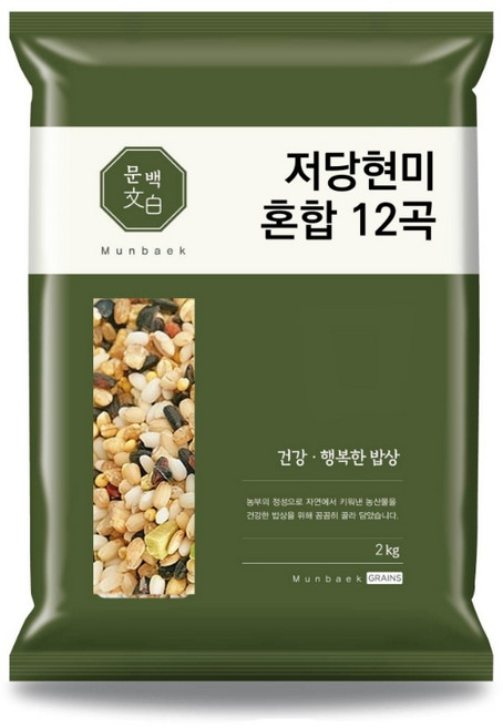 문백 저당지수 저당현미 12곡 혼합잡곡 2kg, 1개