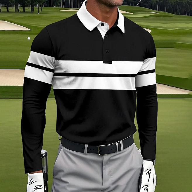 ANYOU 긴팔티셔츠방풍 티셔츠 골프웨어 남성용 클래식 긴팔 셔츠 중년 아빠룩 트렌드 폴로셔츠