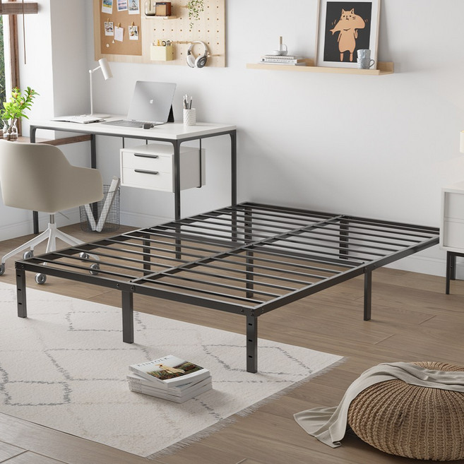 포근방 철제저상침대 30cm 높이 | 미니멀 빈티지 | 무소음 안전 | 수납 공간활용 | 가성비, 검정색