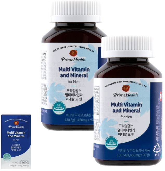 프라임헬스 멀티비타민과 미네랄 포 맨 3개월분 130.5g, 90정, 2개
