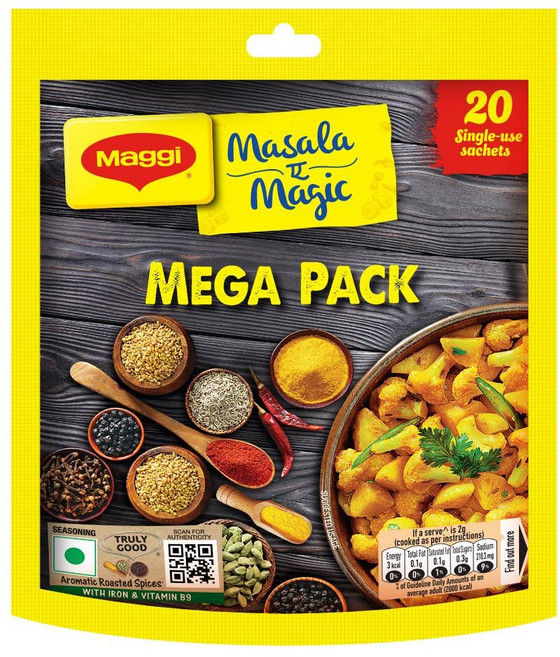 인도 매기 라면 MAGGI Masala-Ae-Magic 20팩 건조 야채용 올인원 마살라 파니르 달 총120g, 1개, 120g