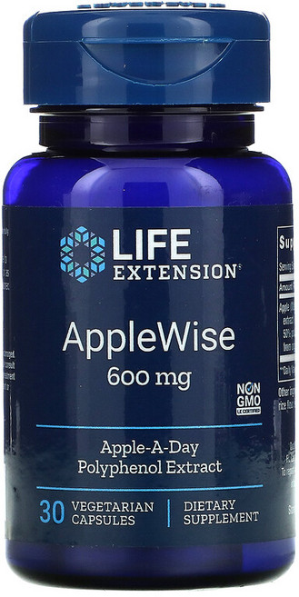 라이프익스텐션 애플와이즈 폴리페놀 추출물 600mg 베지테리안 캡슐, 2개, 30정