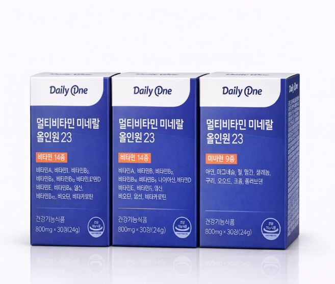 데일리원 멀티비타민 미네랄 올인원 23 종합 비타민 여성 남성 영양제, 3개, 30정