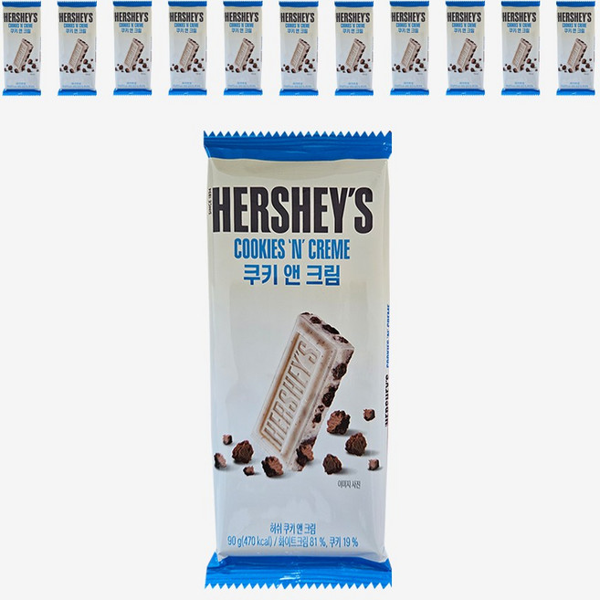허쉬 라지바 쿠앤크 초콜렛, 90g, 12개
